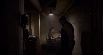 Movie still from “Darkest Hour” (2017), directed by Joe Wright – Wide shot, Over the shoulder angle