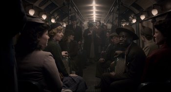 Movie still from “Darkest Hour” (2017), directed by Joe Wright – Wide shot, High angle