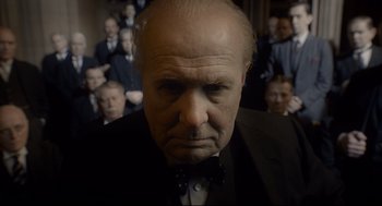 Movie still from “Darkest Hour” (2017), directed by Joe Wright – Close Up shot, Low angle