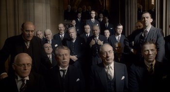 Movie still from “Darkest Hour” (2017), directed by Joe Wright – Wide shot, High angle