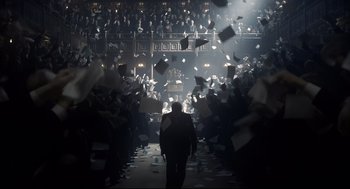 Movie still from “Darkest Hour” (2017), directed by Joe Wright – Wide shot, High angle