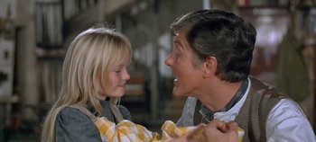 Movie still from “Chitty Chitty Bang Bang” (1968), directed by Ken Hughes – A man and a little girl looking at each other; Close Up shot, Low angle