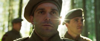 Movie still from “Churchill” (2017), directed by Jonathan Teplitzky – A person wearing a uniform; Close Up shot, Low angle