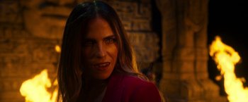 Movie still from “Day Shift” (2022), directed by J.J. Perry – A person with long hair; Close Up shot, Over the shoulder angle