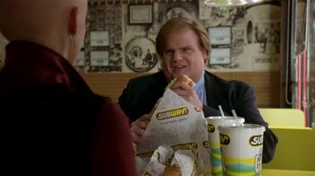 Movie still from “Coneheads” (1993), directed by Steve Barron – A man sitting at a table with a sandwich in front of him; Close Up shot, Over the shoulder angle