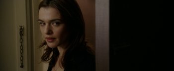 Movie still from “Constantine” (2005), directed by Francis Lawrence – A person with long hair; Close Up shot, Over the shoulder angle