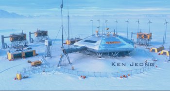 Movie still from “Despicable Me 2” (2013), directed by Pierre Coffin – Extreme Wide shot, High angle