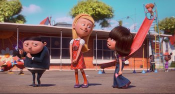 Movie still from “Despicable Me 2” (2013), directed by Pierre Coffin – Wide shot, Over the shoulder angle