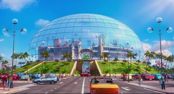 Movie still from “Despicable Me 2” (2013), directed by Pierre Coffin – Extreme Wide shot, Low angle