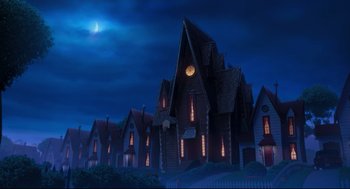 Movie still from “Despicable Me 2” (2013), directed by Pierre Coffin – Extreme Wide shot, Low angle