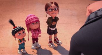 Movie still from “Despicable Me 2” (2013), directed by Pierre Coffin – Medium shot, Over the shoulder angle