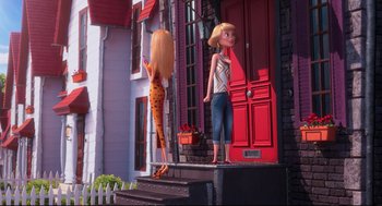 Movie still from “Despicable Me 2” (2013), directed by Pierre Coffin – Wide shot, Over the shoulder angle