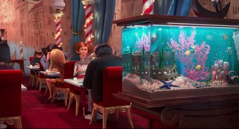 Movie still from “Despicable Me 2” (2013), directed by Pierre Coffin – Wide shot, Over the shoulder angle