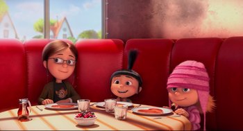 Movie still from “Despicable Me 2” (2013), directed by Pierre Coffin – Medium shot, Over the shoulder angle