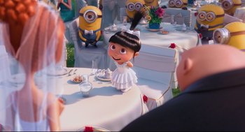 Movie still from “Despicable Me 2” (2013), directed by Pierre Coffin – Wide shot, Over the shoulder angle