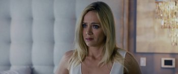 Movie still from “Danny Collins” (2015), directed by Dan Fogelman – A person with long blonde hair; Close Up shot, Over the shoulder angle