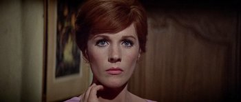 Movie still from “Darling Lili” (1970), directed by Blake Edwards – A person wearing a pink shirt; Close Up shot, Low angle