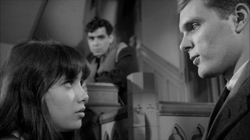 Movie still from “David and Lisa” (1962), directed by Frank Perry – A man and a woman talking to each other; Close Up shot, Over the shoulder angle