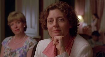 Movie still from “Dead Man Walking” (1995), directed by Tim Robbins – A person sitting in a room; Close Up shot, Over the shoulder angle