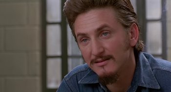 Movie still from “Dead Man Walking” (1995), directed by Tim Robbins – A person wearing a blue shirt; Close Up shot, Over the shoulder angle