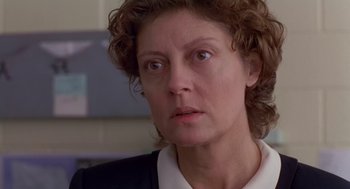 Movie still from “Dead Man Walking” (1995), directed by Tim Robbins – A person with curly hair; Close Up shot, Low angle