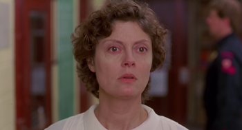 Movie still from “Dead Man Walking” (1995), directed by Tim Robbins – A person wearing a white shirt; Close Up shot, Low angle