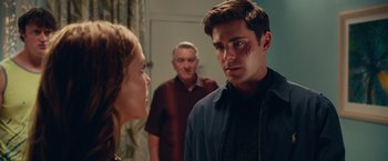 Movie still from “Dirty Grandpa” (2016), directed by Dan Mazer – Two men and a woman in a room; Close Up shot, Over the shoulder angle