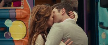 Movie still from “Dirty Grandpa” (2016), directed by Dan Mazer – A man and a woman kissing each other in a room; Close Up shot, Over the shoulder angle
