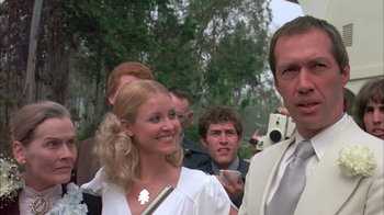 Movie still from “Death Race 2000” (1975), directed by Paul Bartel – A group of people standing next to each other; Close Up shot, Low angle