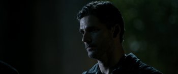 Movie still from “Deliver Us from Evil” (2014), directed by Scott Derrickson – A person looking at the camera; Close Up shot, Over the shoulder angle