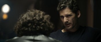 Movie still from “Deliver Us from Evil” (2014), directed by Scott Derrickson – A person talking to another person; Close Up shot, Over the shoulder angle