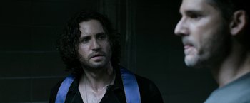 Movie still from “Deliver Us from Evil” (2014), directed by Scott Derrickson – A person wearing a black shirt; Close Up shot, Over the shoulder angle