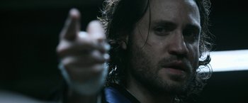 Movie still from “Deliver Us from Evil” (2014), directed by Scott Derrickson – A person holding a spray bottle; Close Up shot, Low angle