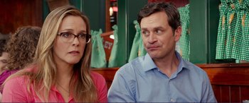 Movie still from “Diary of a Wimpy Kid: The Long Haul” (2017), directed by David Bowers – A man and a woman sitting next to each other; Close Up shot, Over the shoulder angle