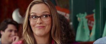 Movie still from “Diary of a Wimpy Kid: The Long Haul” (2017), directed by David Bowers – A person wearing glasses; Close Up shot, Over the shoulder angle