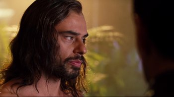 Movie still from “Dinner for Schmucks” (2010), directed by Jay Roach – A person with long hair; Close Up shot, Over the shoulder angle