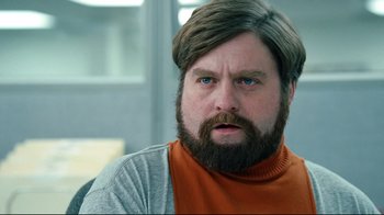 Movie still from “Dinner for Schmucks” (2010), directed by Jay Roach – A person with a beard; Close Up shot, Over the shoulder angle