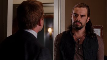 Movie still from “Dinner for Schmucks” (2010), directed by Jay Roach – A man looking at himself in the mirror in front of a mirror; Close Up shot, Over the shoulder angle