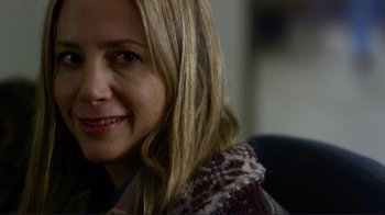 Movie still from “Do You Believe?” (2015), directed by Jon Gunn – A woman with blonde hair; Close Up shot, Over the shoulder angle