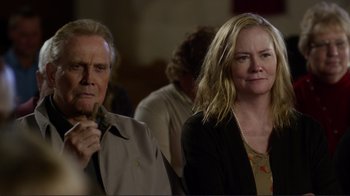 Movie still from “Do You Believe?” (2015), directed by Jon Gunn – A man and a woman standing next to each other; Close Up shot, Over the shoulder angle
