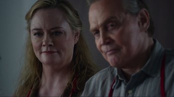 Movie still from “Do You Believe?” (2015), directed by Jon Gunn – A man and a woman are looking at the camera; Close Up shot, Over the shoulder angle