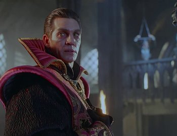 Movie still from “Doctor Who: The Movie” (1996), directed by Geoffrey Sax – A person wearing a costume; Medium shot, Low angle