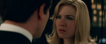 Movie still from “Down with Love” (2003), directed by Peyton Reed – A man and a woman looking at one another; Close Up shot, Over the shoulder angle