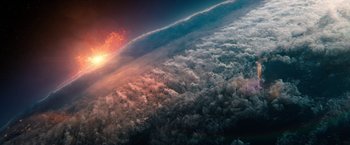 Movie still from “Don't Look Up” (2021), directed by Adam McKay – A view of the earth from the space shuttle; Extreme Wide shot, Overhead angle