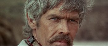 Movie still from “Duck, You Sucker!” (1971), directed by Sergio Leone – A person with a beard; Close Up shot, Low angle