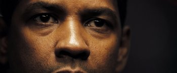 Movie still from “Deja Vu” (2006), directed by Tony Scott – View of a man's eyes; Extreme Close Up shot, Low angle