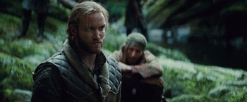 Movie still from “Dracula Untold” (2014), directed by Gary Shore – A man with a long beard and a man with long hair; Close Up shot, Over the shoulder angle