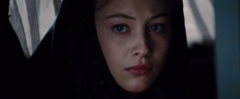 Movie still from “Dracula Untold” (2014), directed by Gary Shore – A person with blue eyes; Close Up shot, Over the shoulder angle