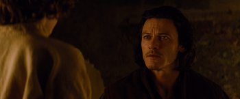 Movie still from “Dracula Untold” (2014), directed by Gary Shore – A person looking at the camera; Close Up shot, Over the shoulder angle