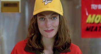 Movie still from “Eagle vs Shark” (2007), directed by Taika Waititi – A person wearing a hat; Close Up shot, High angle